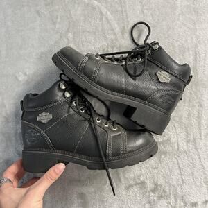 Harley-Davidson Biker Boots Womens 6 Black Leather Lace Up Motorcycle Grunge